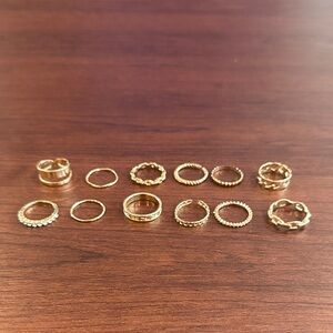 Gold Stacking Ring Set of 10